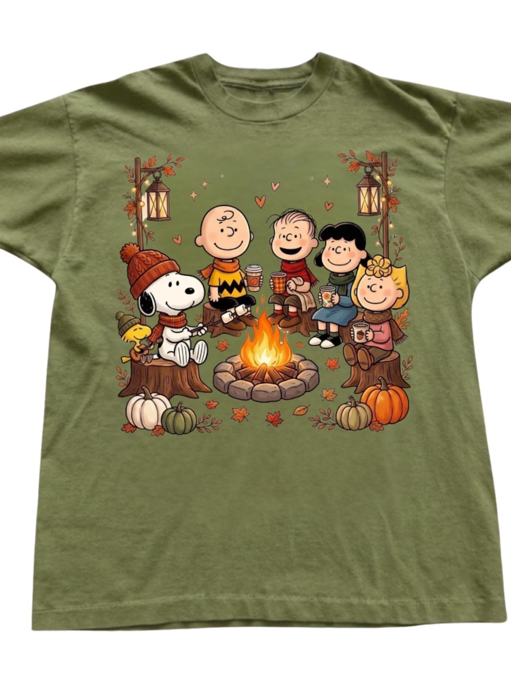 Military Green Campfire Graphic Short Sleeve Tee